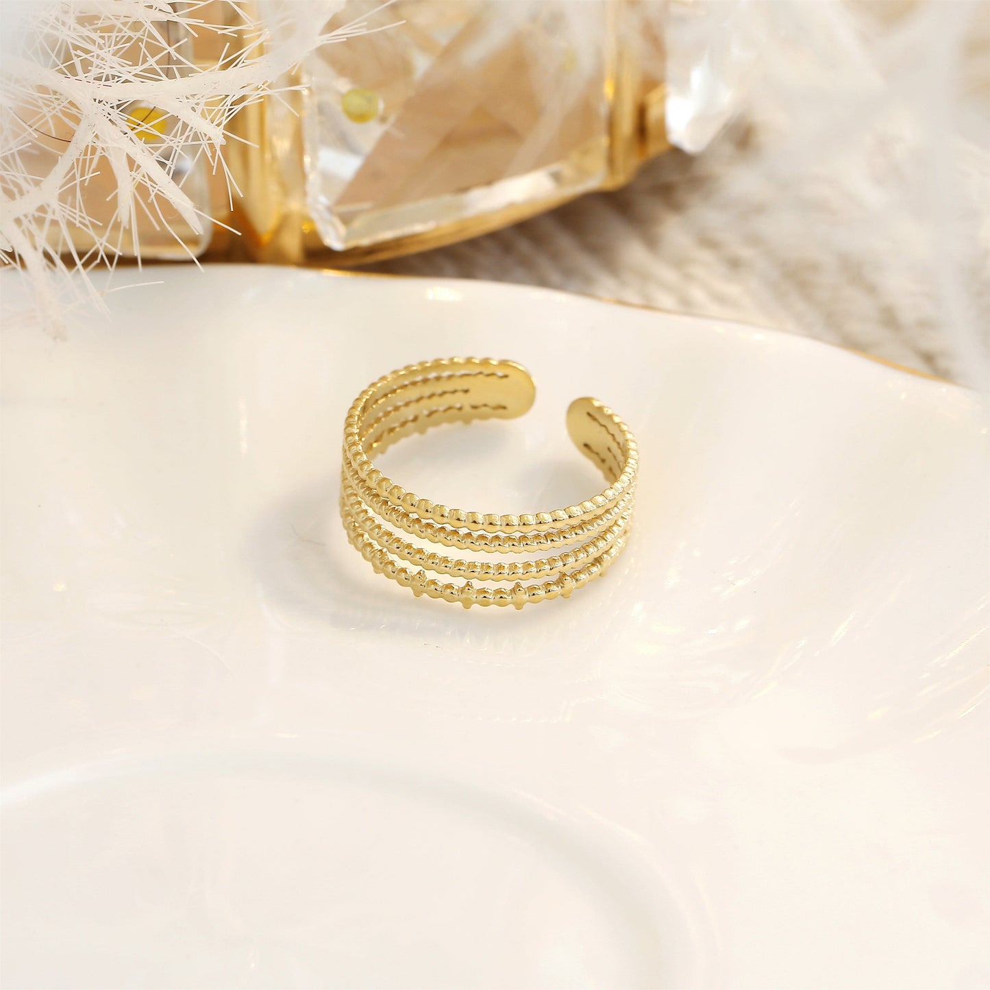 Goldener Boho Ring 18K vergoldet – Verstellbar & Wasserdicht
