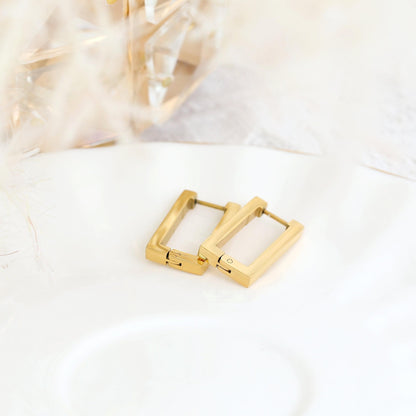 Rechteckige Creolen Gold Edelstahl