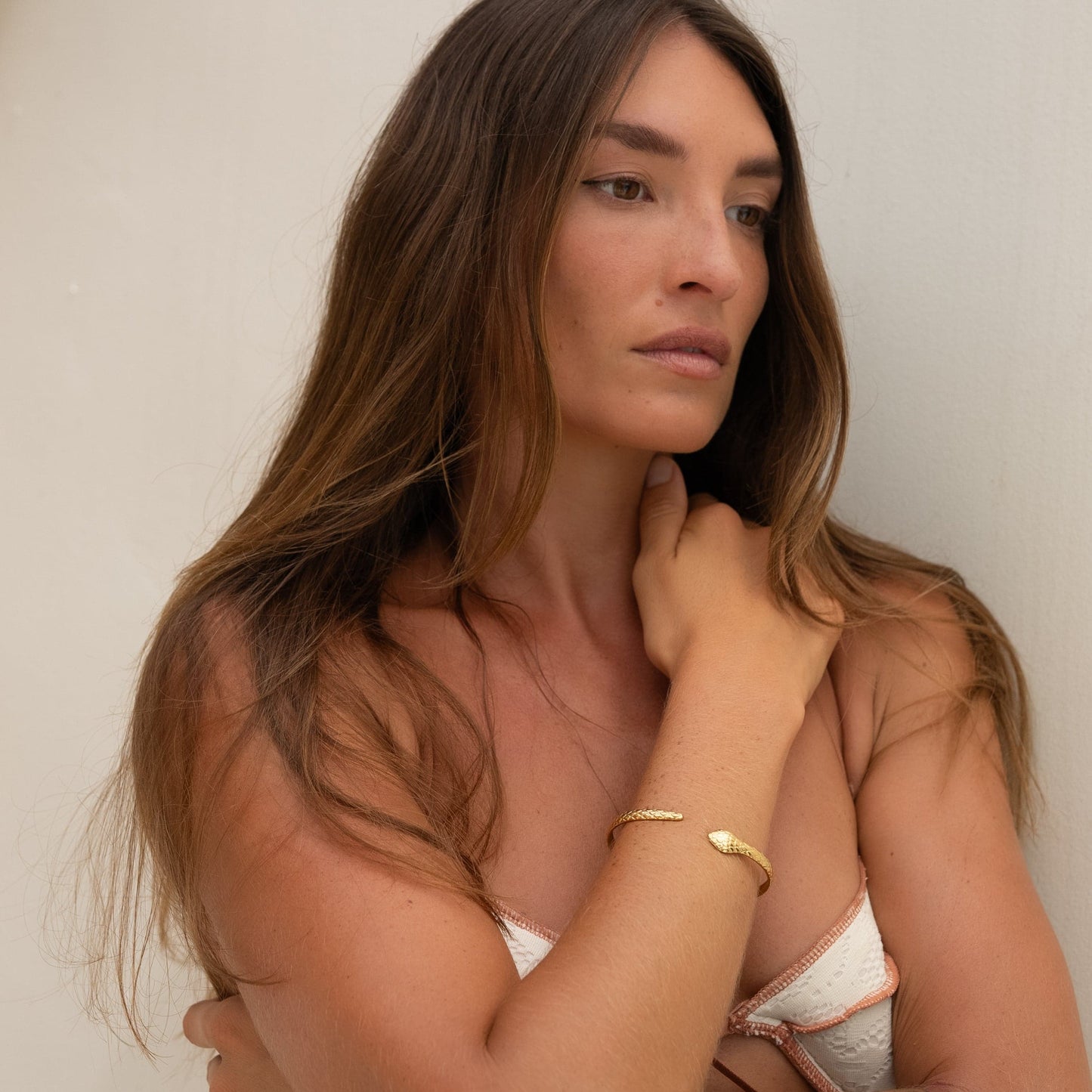 Goldener Edelstahl Armreif Verstellbar Schlange