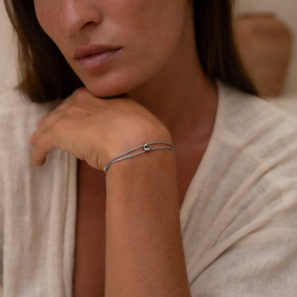 Silver Bead Armband - Grau