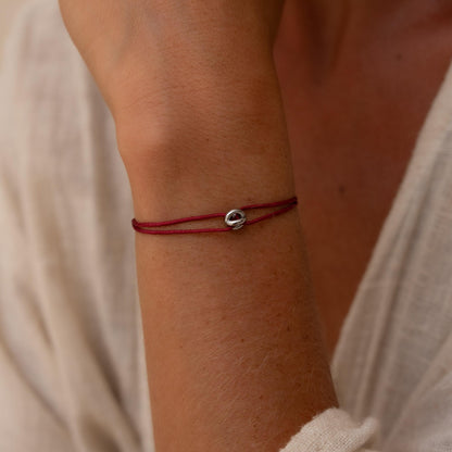 Silver Bead Armband - Rot