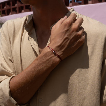 Silver Bead Armband - Rot