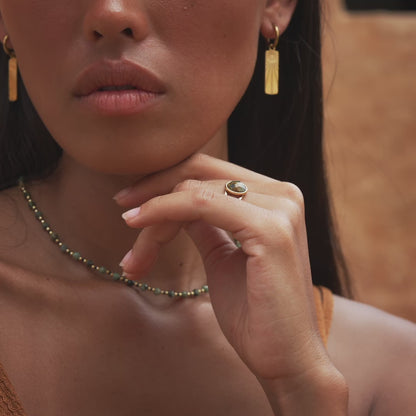Boho Ring mit Edelstein Grün