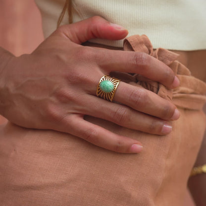 Boho Ring mit Edelstein Türkis