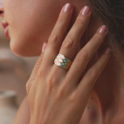 Boho Ring Gold Bunt 18K Vergoldet Verstellbar