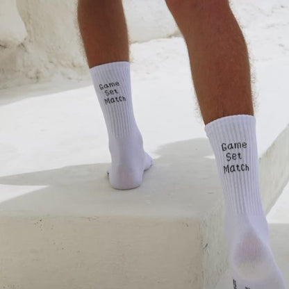 2 Paar Weiße Tennissocken mit Motiv
