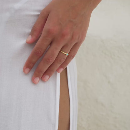 Goldring mit Türkisstein – Verstellbar & Wasserfest