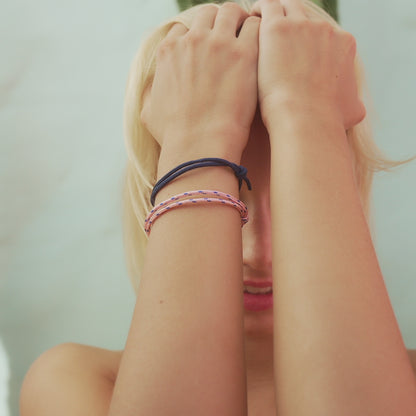 Surfer Armband Set (2er) Navy & Rosa - Wasserdicht & Verstellbar