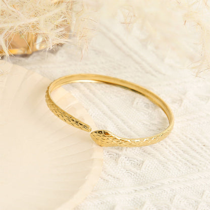 Goldener Edelstahl Armreif Verstellbar Schlange