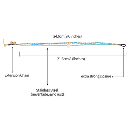 Boho Surfer Fußkettchen Türkis & Gold mit Perle