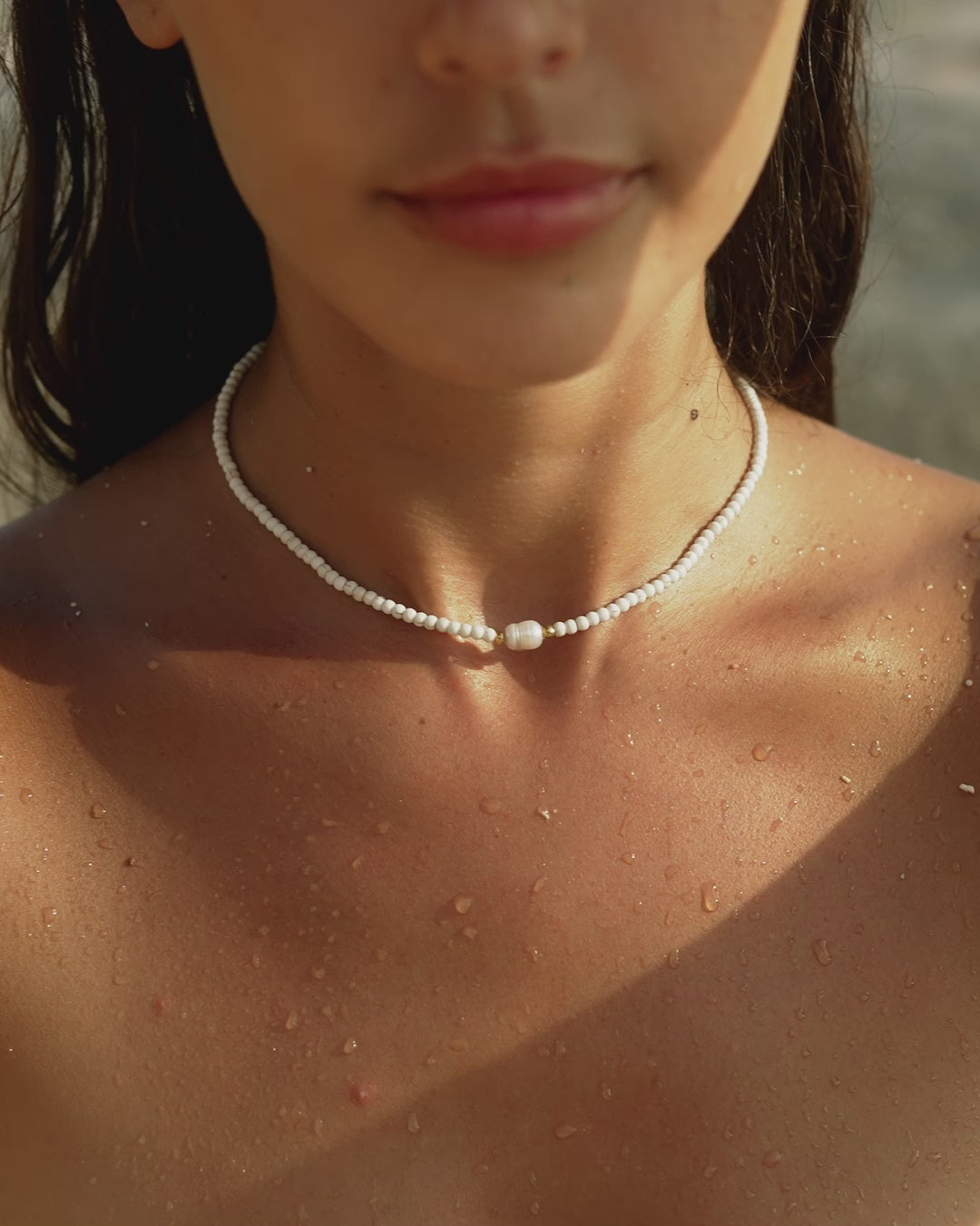 Süßwasserperlen Halskette Weiß Single Pearl