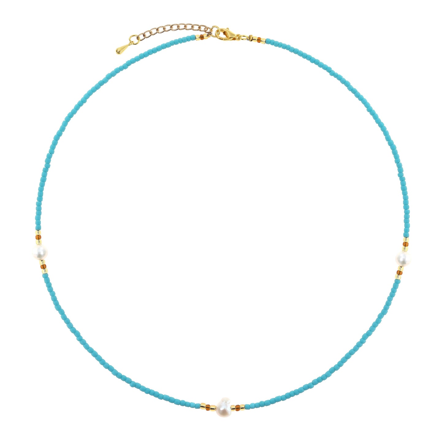 Süßwasserperlen Halskette Blau Tripple Pearl