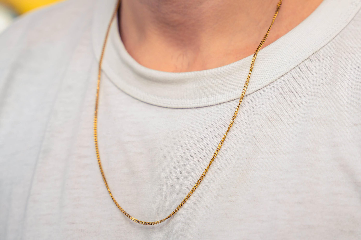 Herren Halskette - Plain Gold 2mm