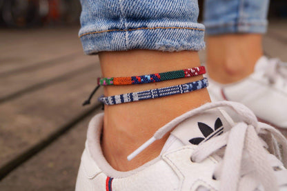 Made by Nami Surfer 2er Set Fußband Milano  - Blau / Weiß & Ethno