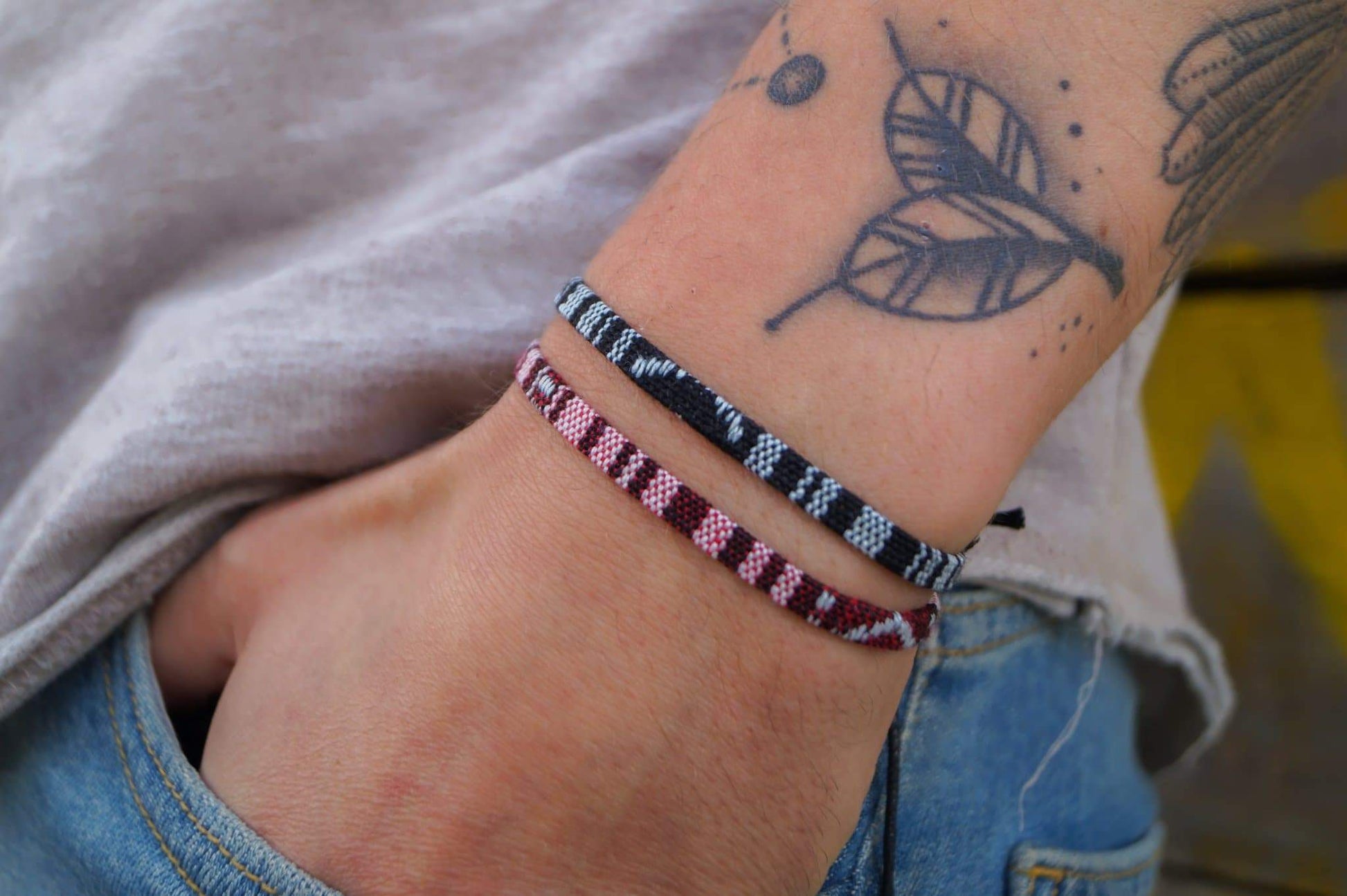 2x Surfer Armband - Schwarz, Weinrot - Made by Nami