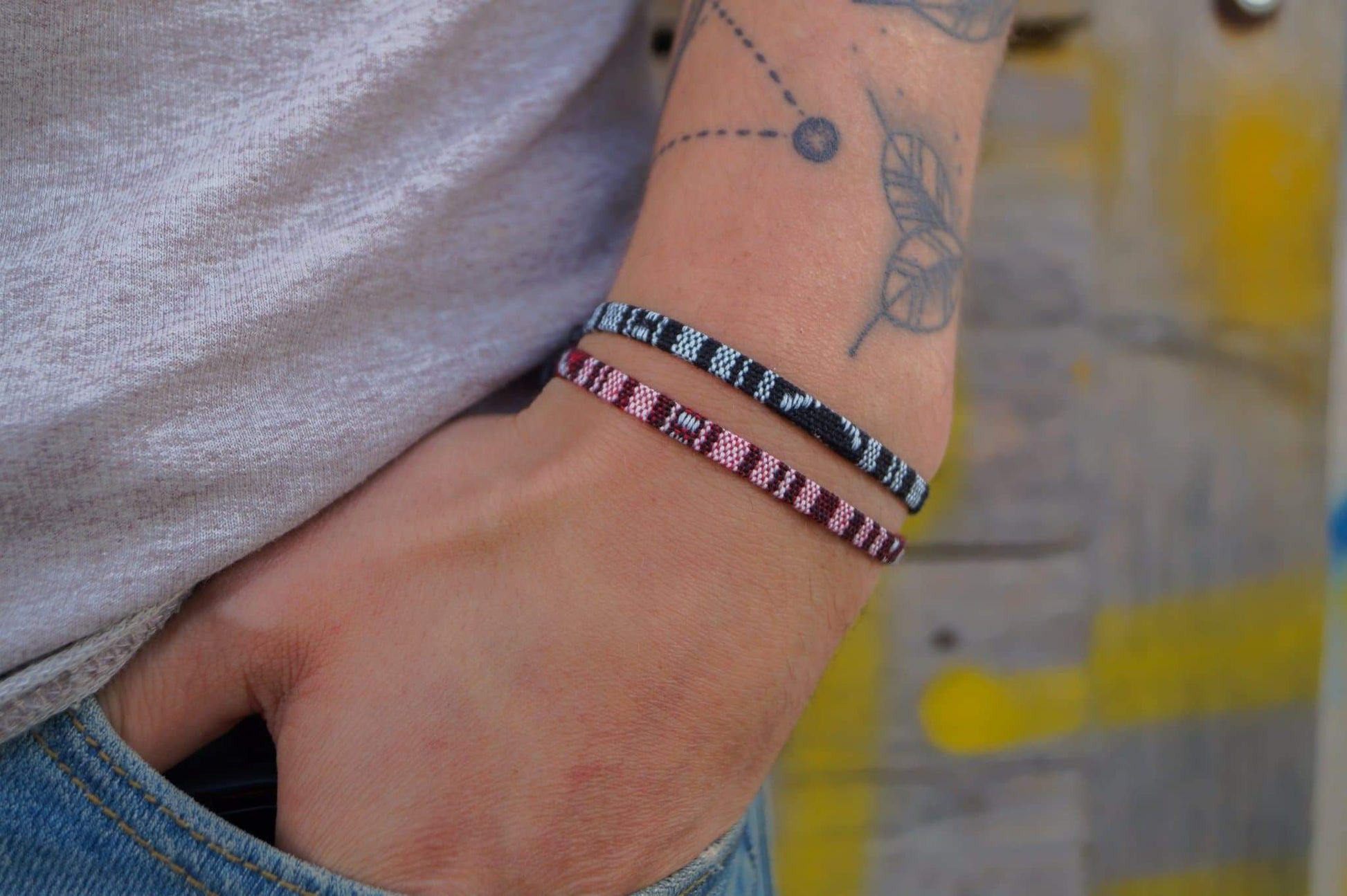 2x Surfer Armband - Schwarz, Weinrot - Made by Nami