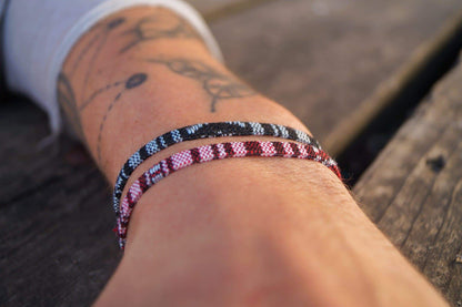 2x Surfer Armband - Schwarz, Weinrot - Made by Nami