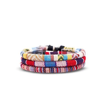Made by Nami Surfer 3er Set Boho Classic Fußband - Gelb, Multi & Rot / Blau