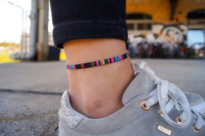 Bali Boho Flat Fußband - Schwarz / Pink - Made by Nami