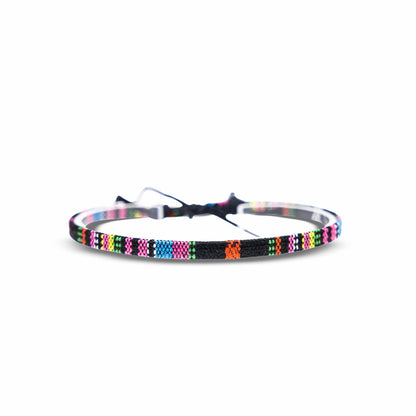 Made by Nami Surfer Bali Boho Flat Fußband - Schwarz-Pink